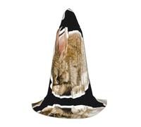 (cry rabbit) Print Hooded Cape For Teenagers Costume Party, Halloween Hooded Cape Soft and Elastic,S