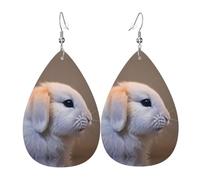 cry rabbit Print Leather Earrings - Dangle Drop Earrings, Lightweight Teardrop Jewelry, Costume Party Pendants