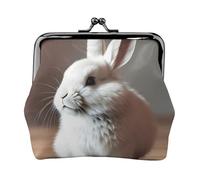 cry White Rabbit Print Coin Purse for Women Compact Kiss Lock Coin Pouch Zipper Travel Shopping Gifting