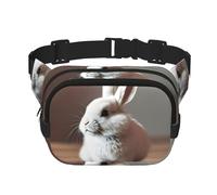 cry white rabbit print Fanny Pack Waist Packs with Extender for Men Women, Waist Bag Hip Pack with Zipper Pockets, Black, One Size