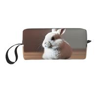 cry white rabbit print Travel Toiletry Pouch, Pencil Bag Canvas Makeup Bag, Multi-Purpose Cosmetic Bag with Zipper, White, One Size