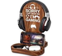 Gamer Gifts for Men Boys, Gaming Desk Accessories, Gaming Room Decor, Teenager Son Boyfriend Husband Game Lover Gifts, Wooden Headphone Stand Headset Holder Gift -Sorry I Can't Hear You I'm Gaming
