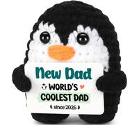 CryCarrot New Dad First Time Dad Gifts for Expecting Daddly to Be, Funny Handmade Crochet Mini Penguin First Time Dads Gifts for New Dads, Pregnancy Announcement for Husband from Wife Baby Shower