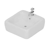 Cryfokt 1:12 Miniature Ceramic White Dollhouse Bathroom Sink Elegant Wash Basin Dollhouse Accessories for DIY 1/12 Scale Bathroom Decor (Square Shape)