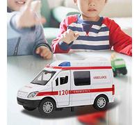 Cryfokt 1:32 Alloy Mini Stimulating Ambulance Toy Vehicle with Light and Sound, Durable Toddler Toy for Parent-Child Interaction (Red)