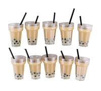 Cryfokt 10 Pcs Mini Milk Tea Charms Resin Dollhouse Accessories for DIY Earring, Photography Prop for Dollhouse Life Scene Suitable for Children