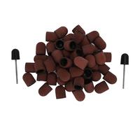 Cryfokt 120# Grit Nail Art Sanding Caps Manicure Polishing Grinding Bands Nail Drill Bits Set with Shaft, Strong and Durable Sanding Heads 50 Caps 2 Shaft for Artists