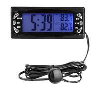 Cryfokt 12V Digital Car Thermometer with Alarm Function and LCD Display for Vehicles, Accurate Time and Temperature Measurement, Dual Indoor and Outdoor Readings