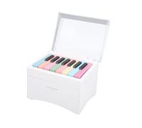 Cryfokt 15-Key Mini Piano with Note Stickers, Rechargeable (White) | 8 Instrument Sounds, Bluetooth Connectivity, Hand Crank Music Cards, Portable ABS Keyboard for Beginners, Kids and Adults