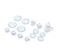 Cryfokt 15 Pcs Mini Tea Cups Set, Exquisite Dollhouse Accessories for Creative Play, Ceramic Dollhouse Tea Set for Kids, Safe and Durable (D)