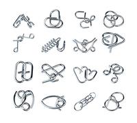 Cryfokt 16pcs Metal Locking Puzzle Set, Brain Teaser Toys for Intellectual Development, Suitable for All Ages