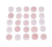 Cryfokt 25 Pieces Set of Engraved Rune Stones for Chakra Healing Through Meditation, Wide Application in Offices and Study Rooms (Pink)