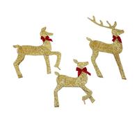 Cryfokt 3 Piece Lighted Christmas Deer Family Set with Soft Led Lights, Outdoor Yard Reindeer Holiday Decoration, for Home Front Yard, Porch, Garden, Easy Assembly and Storage