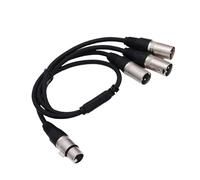 Cryfokt 3 Way XLR Splitter Cable, Heavy Duty Design Zinc Alloy Connectors for Microphone Mixer, XLR Female to 3 Male Y Splitter Cable for Live Sound