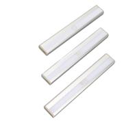 Cryfokt 3Pcs Wireless Motion Sensor LED Lights Bright Automatic On Off for Cabinets Wardrobes Aluminum Rechargeable