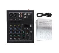 Cryfokt 4 Channel Mini Mixer Compact Sound Interface with Built-in Guitar Amp for Karaoke Home Studio 16.8 * 20.6 * 4 Cm (Black)