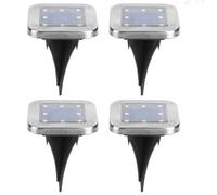 Cryfokt 4pcs Solar Ground Lights Warm White LED Outdoor Pathway Lighting for Garden Yard Stainless Steel Durable Design