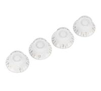 Cryfokt 4Pcs Transparent Tone Control Knob Set, Comfortable Acrylic Material for Guitar Volume Adjustment (White Knob Gold Lettering)