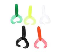 Cryfokt 50 Pcs Soft Rubber Fishing Lures Set, Double Tail Artificial Baits for Bass and Snakehead, Durable and Flexible 4" Size in 5 Colors