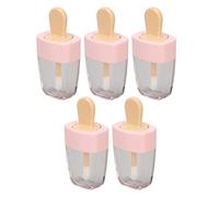 Cryfokt 5ml Empty Lip Gloss Tubes Cute Ice Cream Shaped Prevent Leakage Ideal for DIY Lip Makeup 5pcs