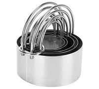 Cryfokt 5PCS Stainless Steel Round Cookies Cutter Set with Ergonomic Handle for Baking Biscuits and Pastries, 4cm to 8cm Sizes