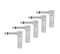 Cryfokt 6.35mm Right Angle Mono Phone Plug Connector for Guitar Cable Terminal, 5pcs Nickle Plated 1/4 Inch Plug for Professional Live Sound and Studio Recording