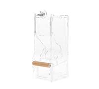 Cryfokt Acrylic Bird Food Feeder Transparent Small Birds Automatic Seed Feeder for Parrots Cockatiels and Canaries 1Pc (medium single slot)