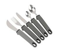 Cryfokt Adaptive Cutlery Set for Elderly with Non Slip Handles 5pcs Anti Shake Flatware Set Stainless Steel (Gray)