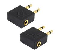 Cryfokt Airplane Headphone Adapter Double 3.5mm Jack Compact Design for Travel and In-Flight Use 4-Pack White (2 Pieces)