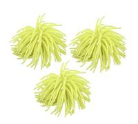 Cryfokt Artificial Decoration for Fish Tank, Bright Yellow Sea Urchin Ball, Simulation Decor for Aquariums, Durable Silicone, 3 Pcs