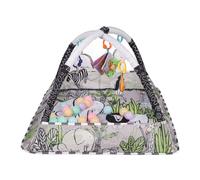 Cryfokt Baby Gym Play Mat with Wild Prairie Pattern, Multifunctional Safe Activity Gym for Infants, Comfortable Play Space for Home, Includes 18 Ocean Balls