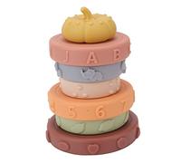 Cryfokt Baby Sensory Colorful Stacking Rings with Pumpkin Shape Stacker, Educational Squeeze Play Building Rings for Kids, Plastic Material