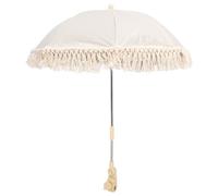 Cryfokt Baby Stroller Umbrella with Lovely Lace Design Adjustable UV Blocking Parasol for Beach Chair Pushchair Portable Sunshade (Beige Umbrella)