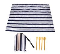 Cryfokt Beach Blanket, 6.6 X 4.8ft Waterproof Lightweight Portable Outdoor Picnic Mat, Extra Large SandProof Mat, Blue Stripe Picnic Blanket for Travel, Camping, Beach, Picnic