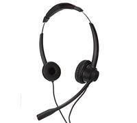 Cryfokt Binaural Corded Headset with HD Mic for Home Office Call Center - Durable Business Headset for Telemarketing, ABS, Black