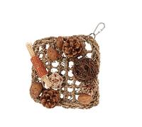 Cryfokt Bird Climbing Net Natural Grass Rope for Stress Relief and Nibbling Fun for Small Birds 22x27cm