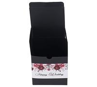 Cryfokt Black Gift Boxes with Happy Wedding Stickers 20 Pack Floral Pattern 10x10cm Small Boxes for Wedding Pastries Bridesmaid Proposal Favors