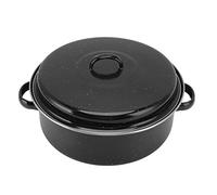 Cryfokt Black Non Stick Roasting Pan with Lid for BBQ Pot Roast Sweet Potatoes - Enamel Finish for Oven Baking, Family Cooking (Iron Cover 28cm)