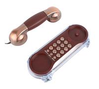 Cryfokt Black Walnut Corded Telephone with Ergonomic Design and Dual Docking for Home Hotel, Vintage Retro Wall Mounted Telephone for Classic Style Fans (Copper Color)