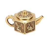 Cryfokt Brass Teapot with Four Mythical Beasts Relief, 44.00g | Vintage Chinese Tea Pot, Versatile Decorative Tea Kettle with Lid for Office Desk Tea Room Coffee Shop Display Ornament