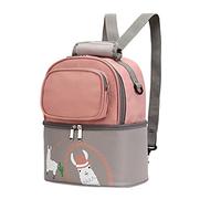 Cryfokt Breastmilk Cooler Transport Bag Insulated Dual Function for Milk Bottle Lunchbox Backpack, Storage for Breastmilk Bag Travel Nylon EVA 9.45x6.69x11.81in (Pink with Grey)