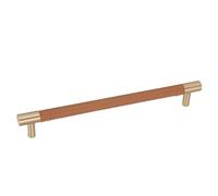 Cryfokt Cabinet Door Handle Modern Nordic Style Wardrobe Drawer Pull for Home Brass Leather 10.1x1.5x0.59in (Light Brown)