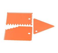 Cryfokt Cake Cream Scraper Flexible Dough Cutter Tool Variety of Shapes Lightweight Plastic Cream Smoother 3PCS for Pastry Decor (Orange)