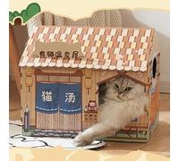 Cryfokt Cardboard Cat House Durable Eco-Friendly Cat Play House with Catnip for Indoor Cats and Kittens (Grocery Store)