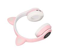 Cryfokt Cat Ear Bluetooth Headset Adjustable Cute Wireless Headphones for Kids Portable Bass Sound Quality 40mm Speakers (Roseate)