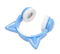 Cryfokt Cat Ear Bluetooth Headset Cute Adjustable LED Wired and Wireless for Kids Teens and Cat Lovers ABS Material (Blue)
