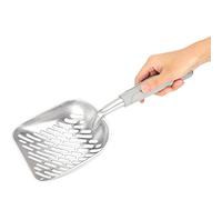 Cryfokt Cat Litter Scoop Deep Shovel Effective Sand Cleaning Tool for Kitty, Stainless Steel Pet Spatula with Anti-Skid Handle, 14.2x5.1x1.6 Inch Cat Toilet Scoop (Grey)