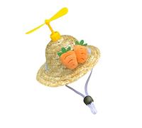 Cryfokt Cat Straw Hat Bamboo Dragonfly Design for Small Dogs and Cats Photographed, Straw Woven (#2)
