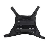 Cryfokt Chest Pack, Adjustable Sports Chest Bag with 4 Shoulder Straps, Reflective Design, Water Proofing & Scratch Proof, Front Running Vest Bag for Cycling Camping Hiking, Unisex (Black)