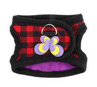 Cryfokt Chinchilla Walking Harness Vest for Small Animals Cute Red Grid+Purple Love Squirrel Hamster Chinchilla Leash for Playing and Exercising (S)